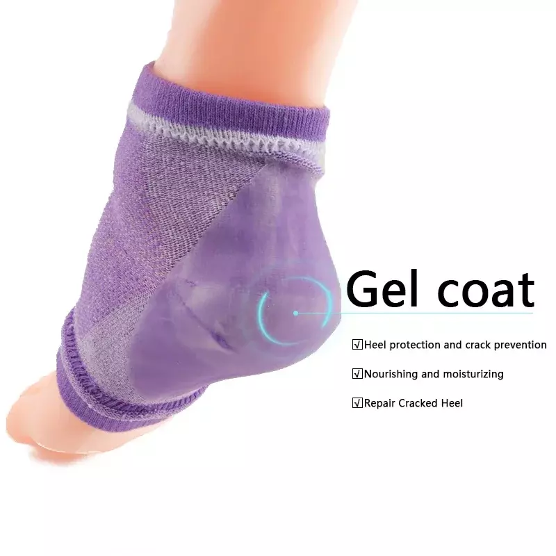 1Pair Silicone Feet Pads for Heel Moisturizing Socks Open Toe Socks Cracked Foot Toeless Heel Repair Dry Hard Cracked Feet