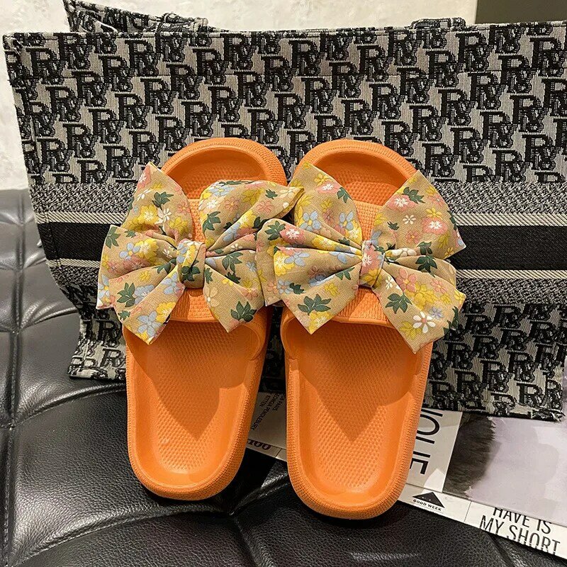 Comemore Woman Slipper Solid Sandals Summer Female Shoes Plus Size Butterfly-knot Slippers Women Slides Outdoor Beach Non-slip