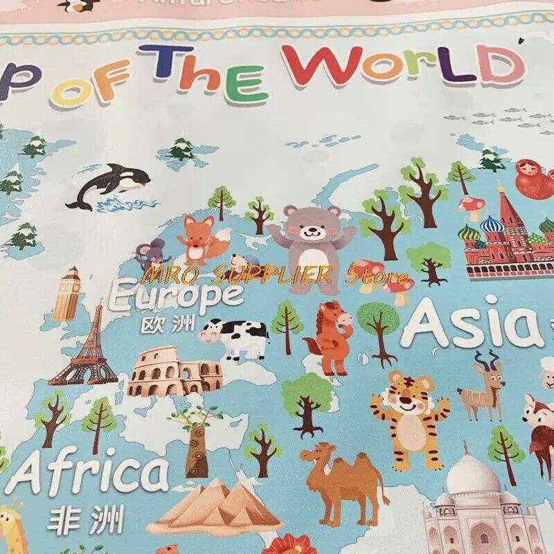 Niebieski karton plakat z mapą świata rozmiar dekoracja ścienna duży mapa świata 140x93cm wodoodporna mapa płótna sypialnia dla dzieci