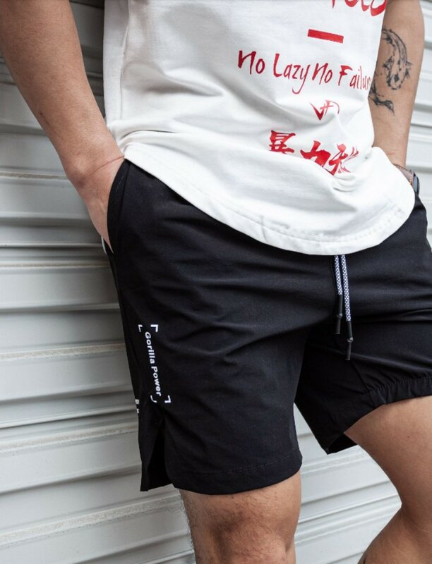 Мужские шорты для фитнеса и спорта, Модные Повседневные Легкие дышащие брюки, принт в виде букв спереди и сзади