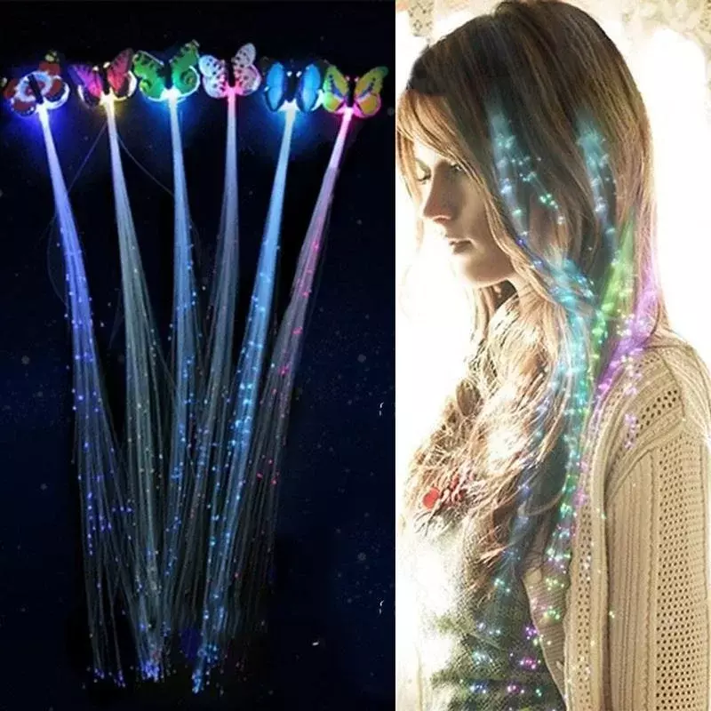 Trança de cabelo brilhante para meninas, grampo de cabelo luminescente ornamento LED, brinquedos de festa de ano novo para crianças, 1pc