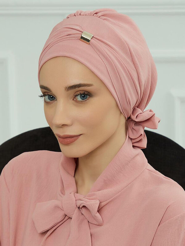 عمامة فورية صلبة للنساء ، قبعة إسلامية ، باندانا إسلامية ، حجاب ، قبعة عصرية