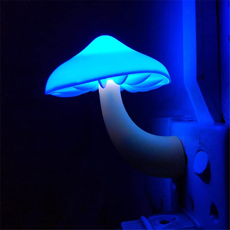 Cogumelo Forma Sensor Automático LED Night Lights, WC Decoração Do Quarto, Lâmpadas De Parede, Sensor De Controle De Luz