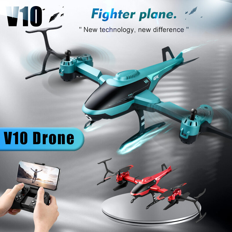 RC Drone profissional com câmera de alta definição, brinquedo de helicóptero, WiFi, FPV, 10K, 10K, rotor, 6000m, controle remoto, V10, 2023