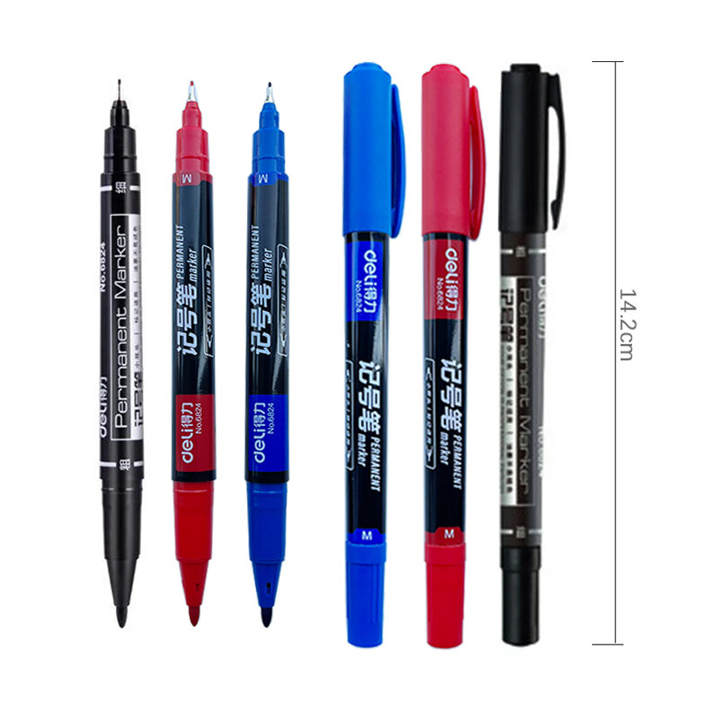 3Pcs คุณภาพสูงกันน้ำถาวรคู่0.5/1.0มม.Nib สีดำสีฟ้าสีแดง Art Marker ปากกานักเรียนโรงเรียนเครื่องเขียน Office