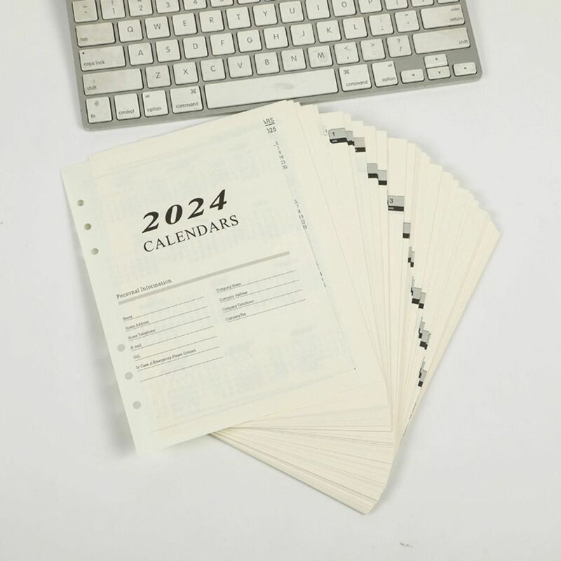Perencana jadwal 2024 buku catatan daun longgar isi ulang Agenda budidaya diri Organizer kertas Binder Spiral perencanaan kerja