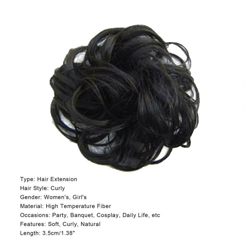 All-Match Curly Hair Bun Extensão para Mulheres, Namoro Chignon, Bagunçado Curly Hair Band, Elástico, Viagem, Compras, Diâmetro, 15cm