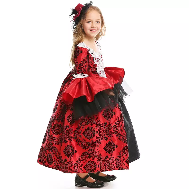 Halloween Cosplay Vampir Kinder Retro Gericht Kleid