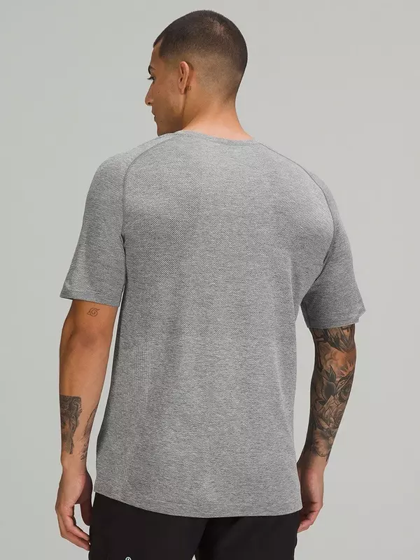 Lemon Metal Vent Module T-shirt à manches courtes pour homme, chemise de sport décontractée, col rond, respirant, élastique, séchage rapide