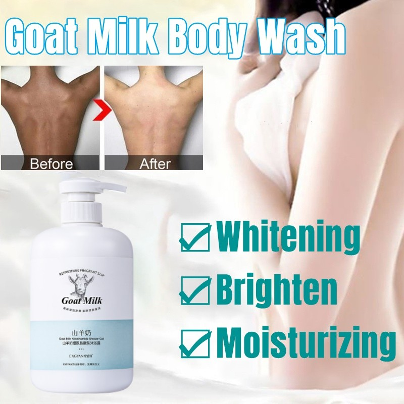 Mousse de leche de cabra, Gel de ducha blanqueador, hidratante, nicotinamida, cuidado corporal