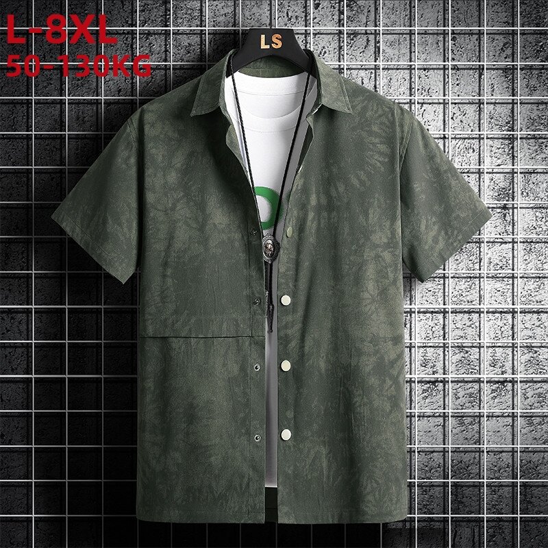 Men Shirt Short Sleeve Summer Oversize Plus Size 8xl 7xl Printed Casual Designer Hip Hop High Quality Hot Sale