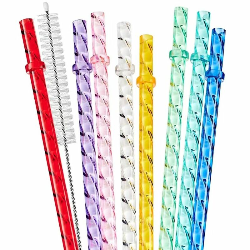 Reusable ECOZEN Straws Multi-color Recycling Plastic Drinking Straws With Clasps Party Supplies Large Diameter Straw