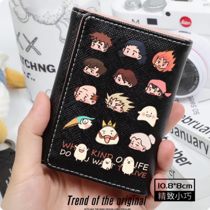 Anime chłopiec i heron modny portfel torebka z PU etui na karty Hasp saszetka na pieniądze Cosplay prezent B1400