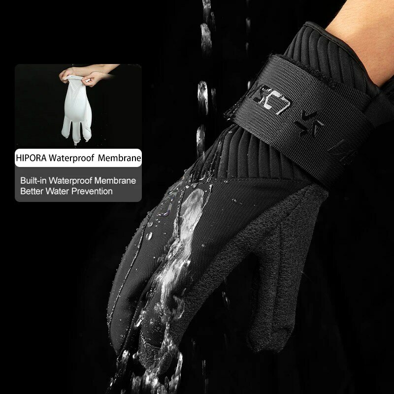 LDSKI gants de ski Femme Homme Protège poignets Imperméable à l'eau  hiver thermique trois doigts Cuir Kevlar   3M Thinsulate snowboard Accessories