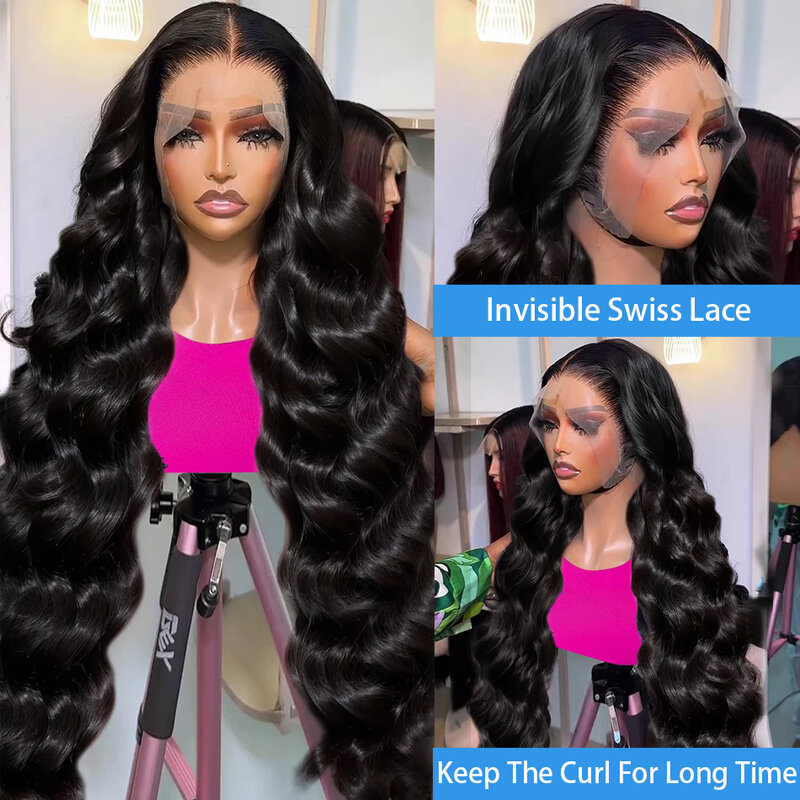 Perruque Lace Front Wig Body Wave Brésilienne Remy, Cheveux Naturels, 13x4, 13x6, 30 32 Pouces, Densité 200, Transparent HD, pour Femme