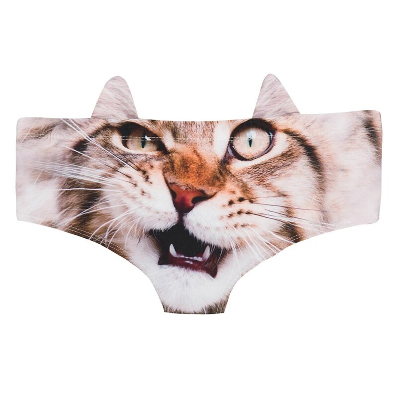 Funny Briefs Woman Cat Print Sexy Thongs Low Waist String Women's Thong Panties Brazilian Low Waist T-back Lingerie Cotton