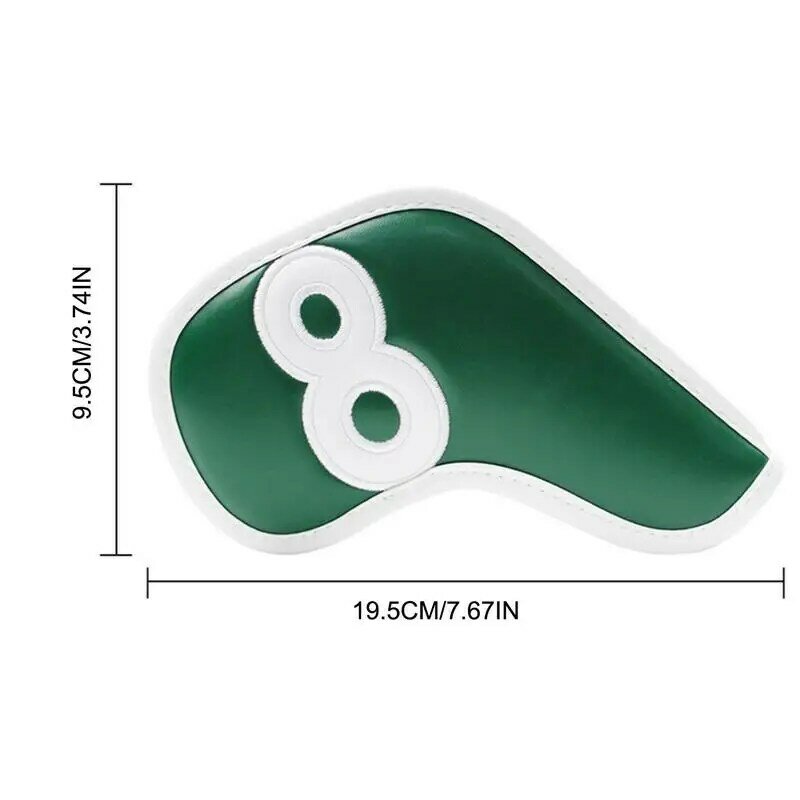 9ชิ้นผ้าคลุมหัว Iron กอล์ฟหนัง PU สีเขียวฝาครอบไม้กอล์ฟ4 5 6 7 8 9 P A S X ฝาครอบป้องกันกันน้ำสำหรับอุปกรณ์กอล์ฟ