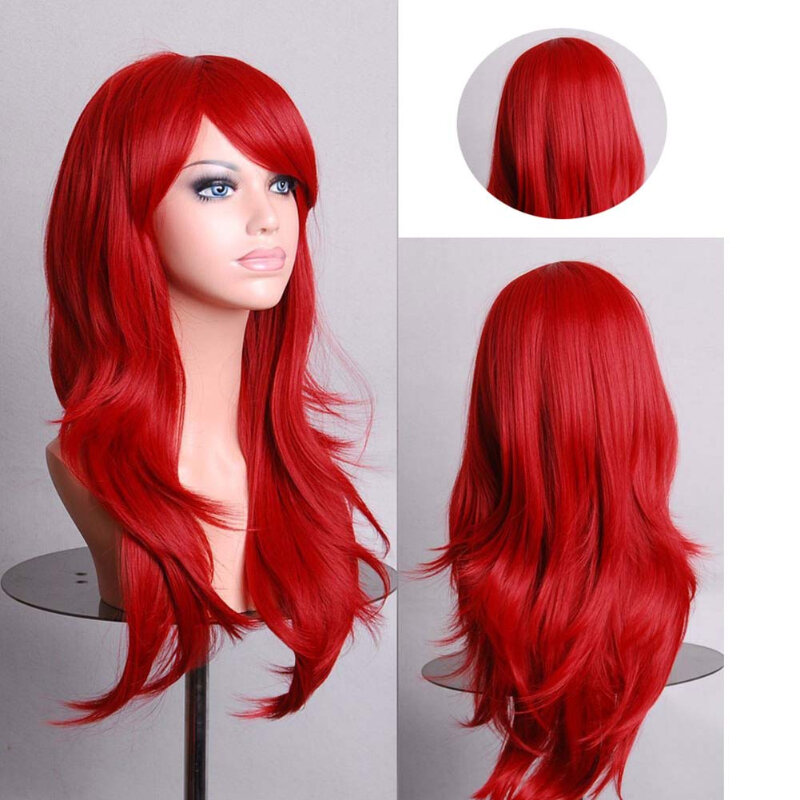 Long Curly Hair for Women with Oblique Bang and Air Curls Cosplay Anime Wig Personality Fashion Party Wigs 70cm Stylish Decorate