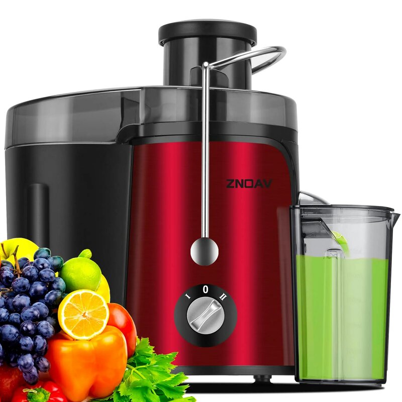 600W Juicer with 3.5” Wide Chute for Whole Fruits and Veg, Juice Extractor with 3 Speeds, BPA Free, Easy to Clean,Red