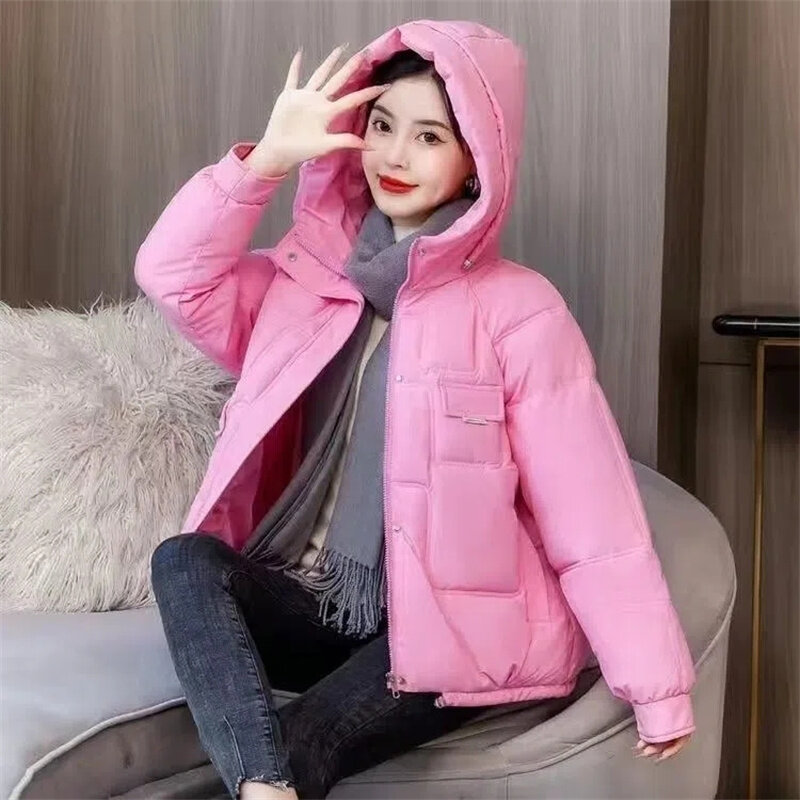 Parka de casaco espesso feminino, casaco de algodão solto, roupa de pão, versão coreana, jaqueta de inverno, novo, 2023
