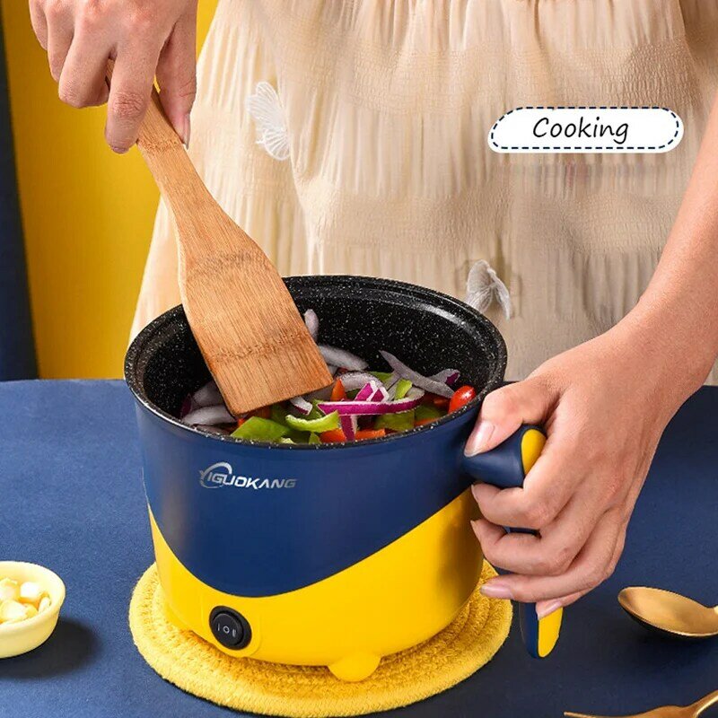 Elektryczna maszyna do gotowania domowego 1-2 osoby gorący kociołek pojedyncza/podwójna warstwa Mini non-stick Pan wielofunkcyjne elektryczne urządzenie do gotowania ryżu