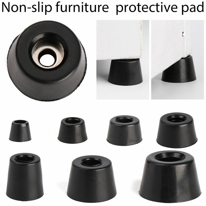 8 pcs Furniture Rubber Foot Mat Black Slip Feet Bed Table Box Tapered Shock Protection Floor Protective Pad  Furniture Parts