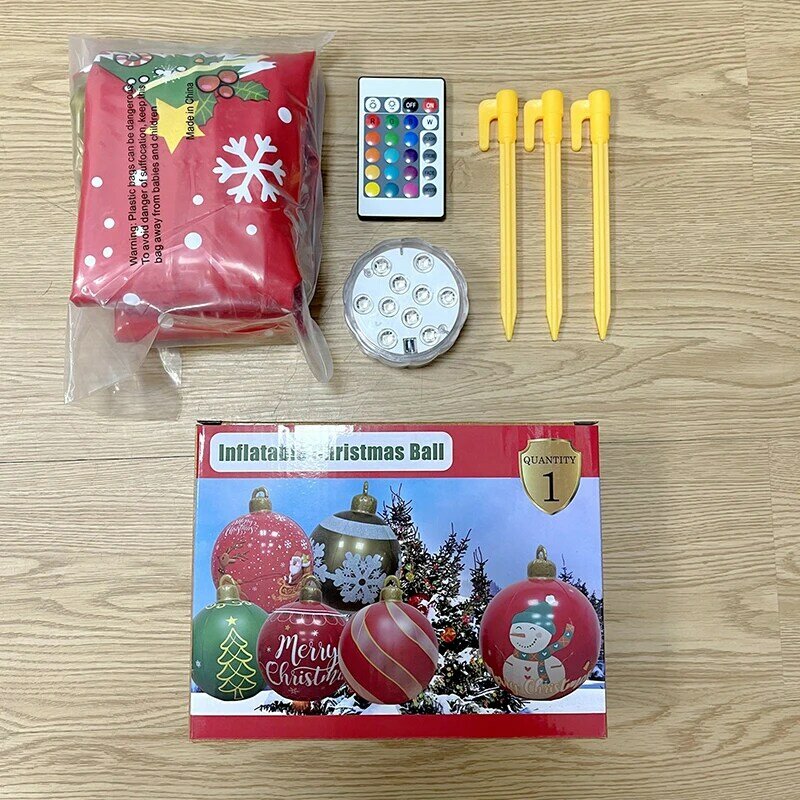 Boule Décorative Gonflable de Noël en PVC de 60cm, Grande Taille, IkOutdoor, Décorations d'Arbre, Jouet, Cadeau