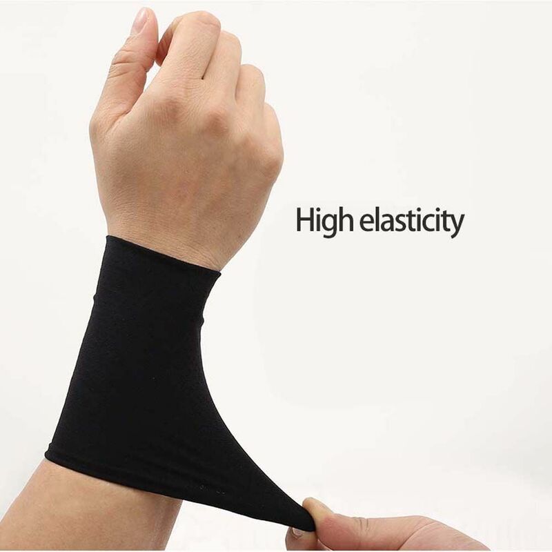 Sarung pergelangan tangan elastis Pria Wanita, pelindung lengan olahraga luar ruangan tabir surya es sutra untuk pria wanita