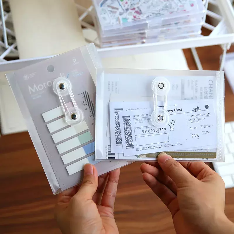 투명 와인딩 파일 폴더, 휴대용 카드 노트 스티커 보관 가방, 수평 수직 스타일 사용 가능, A6, 로트 당 2 개