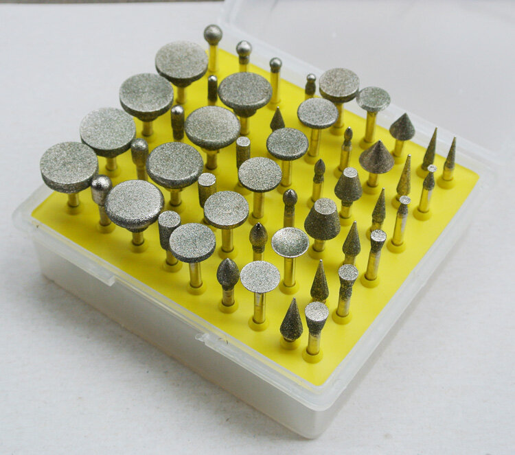 Cabezal de pulido recubierto de electroplaca de diamante, 50 piezas, 1/8 "(3,17mm), vástago 120 de grano