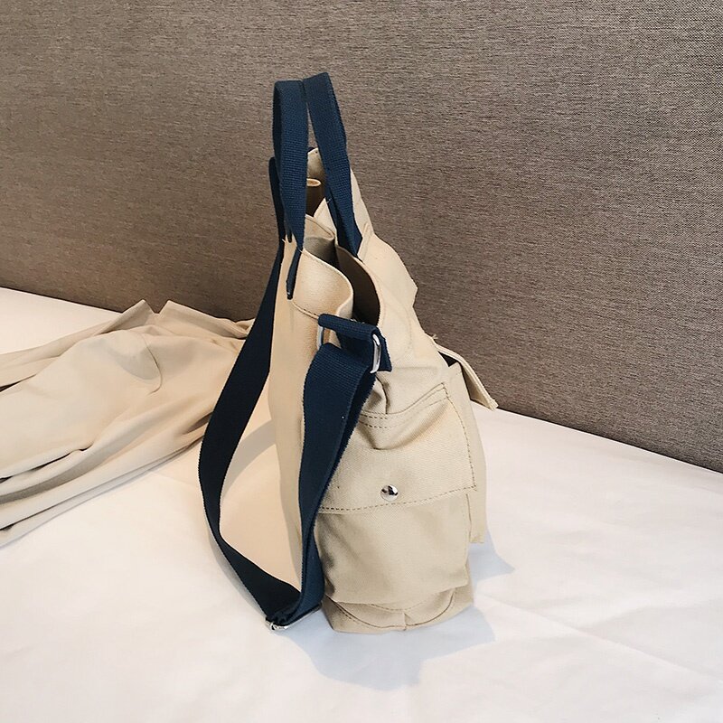 韓国版-女性用キャンバスハンドバッグ,丈夫なキャンバスバッグ,シングルショルダー,クロス,学生用