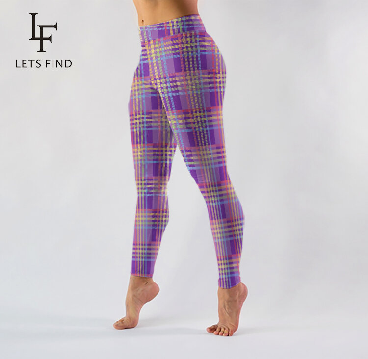 LETSFIND – Leggings à carreaux pour femmes, pantalon Sexy, taille haute, extensible, à la mode