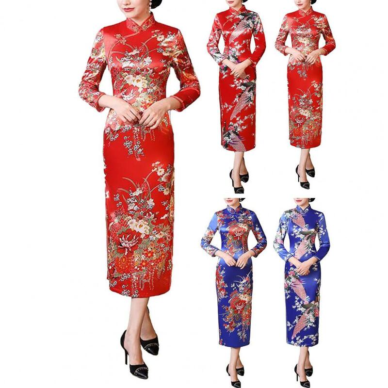 Robe de soirée en satin vintage pour femmes, Cheongsam chinois, Qipao Streetwear, vêtements fantaisie, robe de soirée