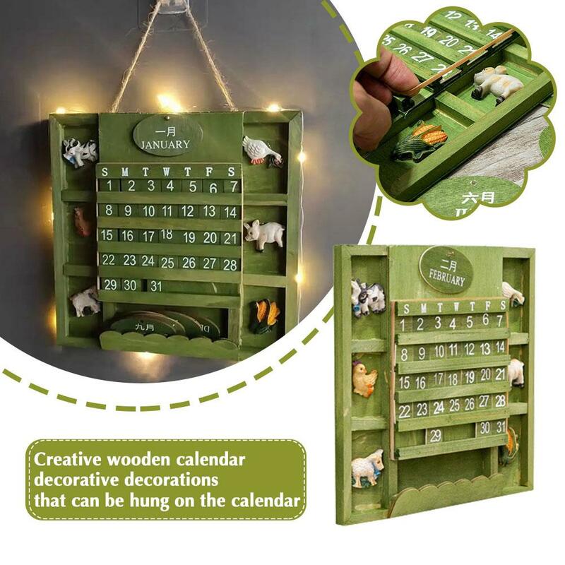 Деревенский стиль «сделай сам», годовой планировщик, настенный деревянный вечный календарь, настольный календарь для домашнего фермерского декора Y3O2