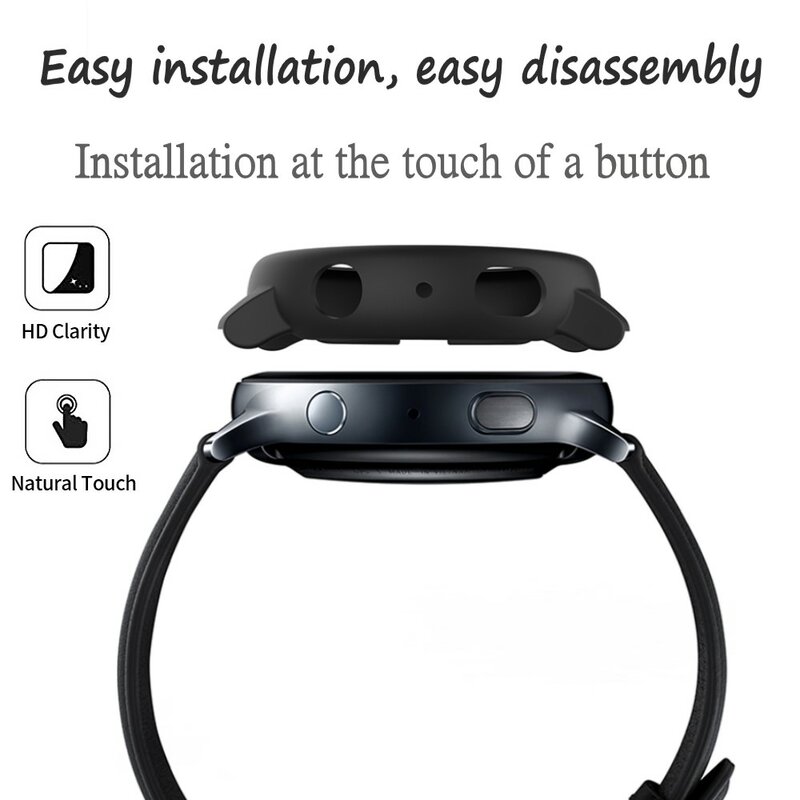 Estuche para Samsung Galaxy Watch Active 2 44 mm 40 mm Estuche de parachoques de cobertura completa con protector de pantalla de vidrio templado