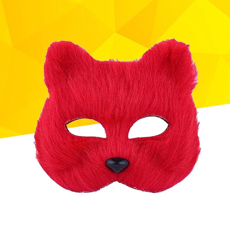 Halloween Plush Mask Therian Furry Mask Wolf Mask Half Face Animal Mask Halloween Masquerade Mask Realistic Cat Mask Costume