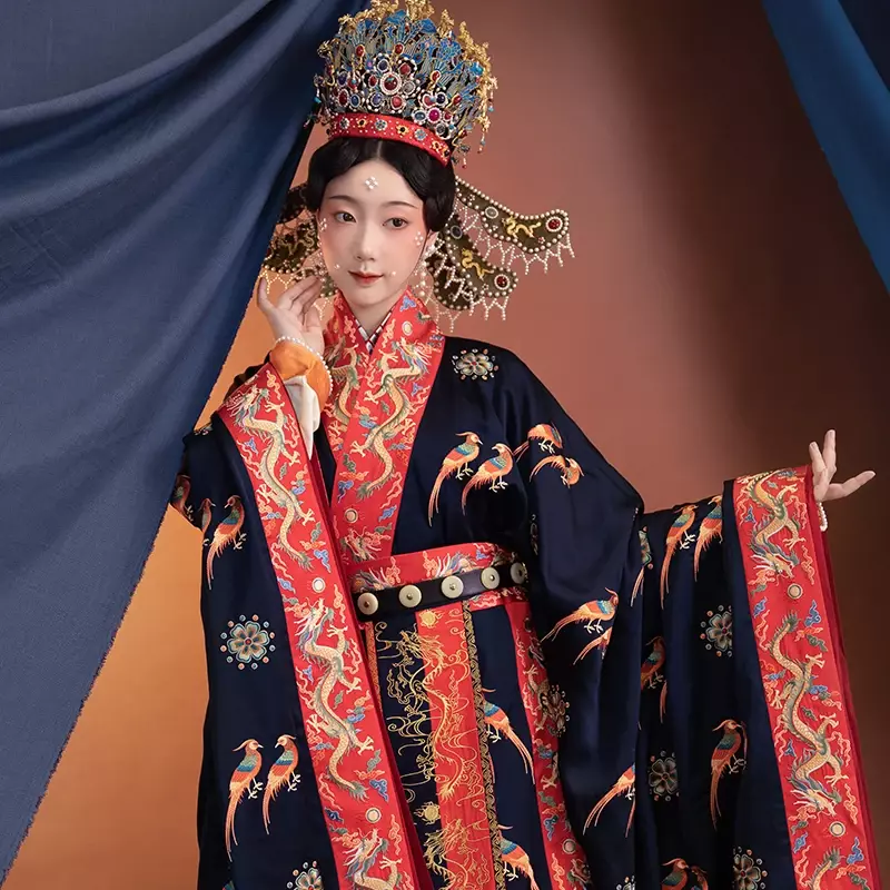 Aanpassen Chinese Traditionele Trouwjurk Vrouwen Hanfu Borduurwerk Vogel Koningin Van China Song Dynastie Esthetische Prinses Kostuum
