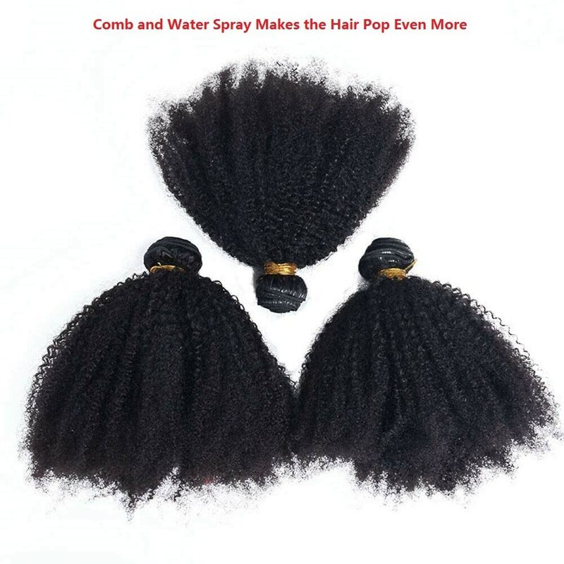 Extensiones de cabello rizado Afro mongol para mujeres negras, mechones de tejido rizado, cabello Virgen sin procesar