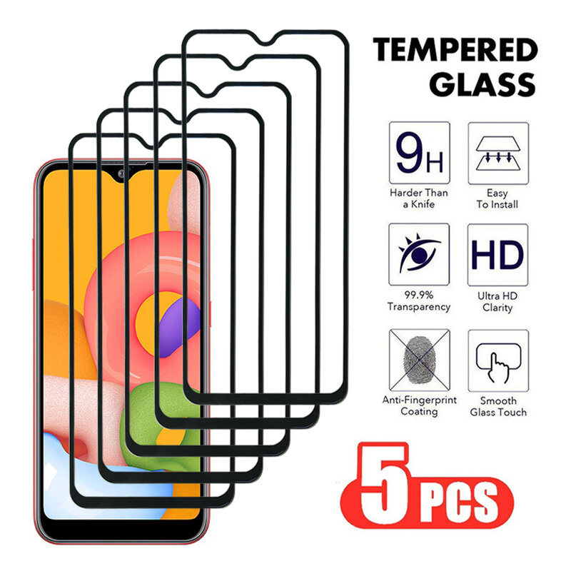 5 Stück voll gehärtetes Glas für Samsung Galaxy A01 A11 A21 A31 A41 A51 A71 Displays chutz folie Galaxie M11 M21 M31 M51 Schutz folie