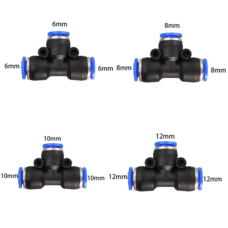 파이프 미스트 시스템 퀵 피팅 커넥터, 정원 물 분무기용 푸시 연결, 공압 티 크로스 유니온 엘브, 6mm, 8mm, 10/12mm