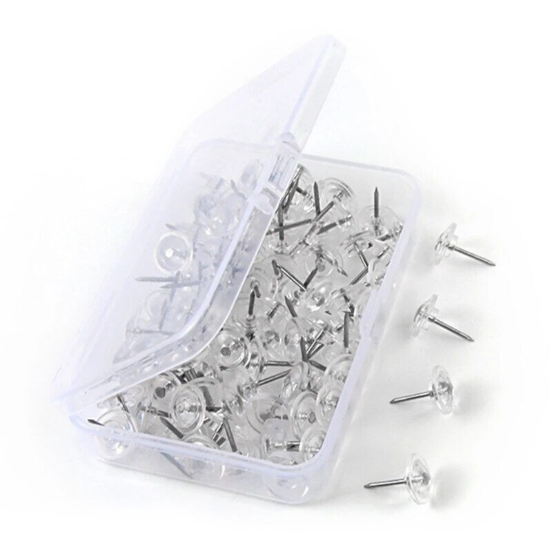 50/100Pieces Gear-shape Push Pins Flat Head Map Pins Clear Pushpins for Cork Board, Clear Sewing Pins for Fabric Sewing
