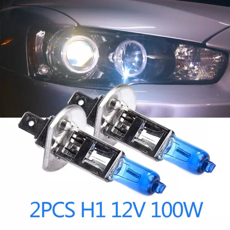2pcs H1 12V 100W Car Headlights Halogen Bulb White 4300k HOD Bulb Daytime Fog Lights Running Light Super Brightness