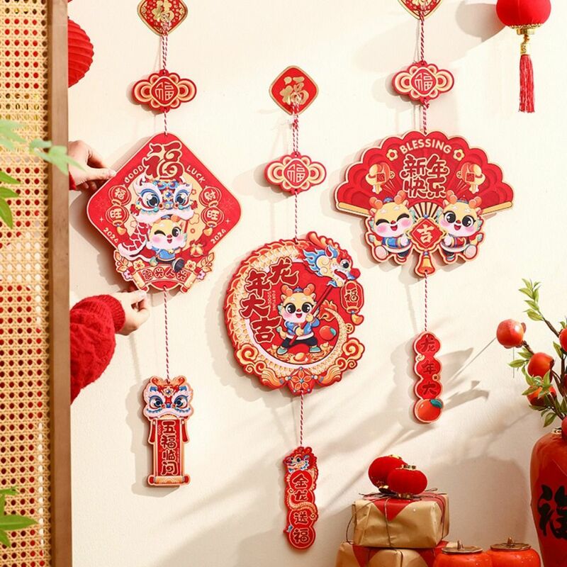 Liontin gantung karakter Fu tradisional, liontin gantung dinding rumbai dekorasi Festival Musim Semi FU berkat suasana rumah