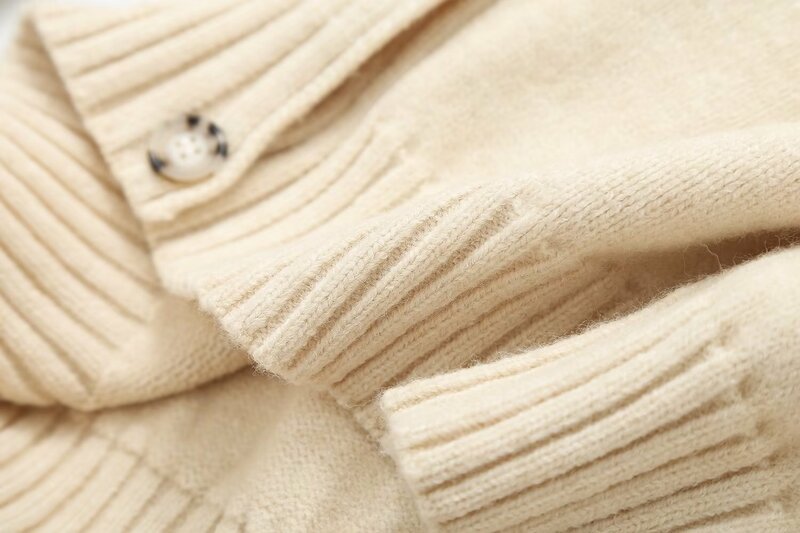 Abrigo de punto acanalado con cuello redondo para mujer, abrigo Vintage de manga larga con botones, prendas de vestir exteriores elegantes, 2023