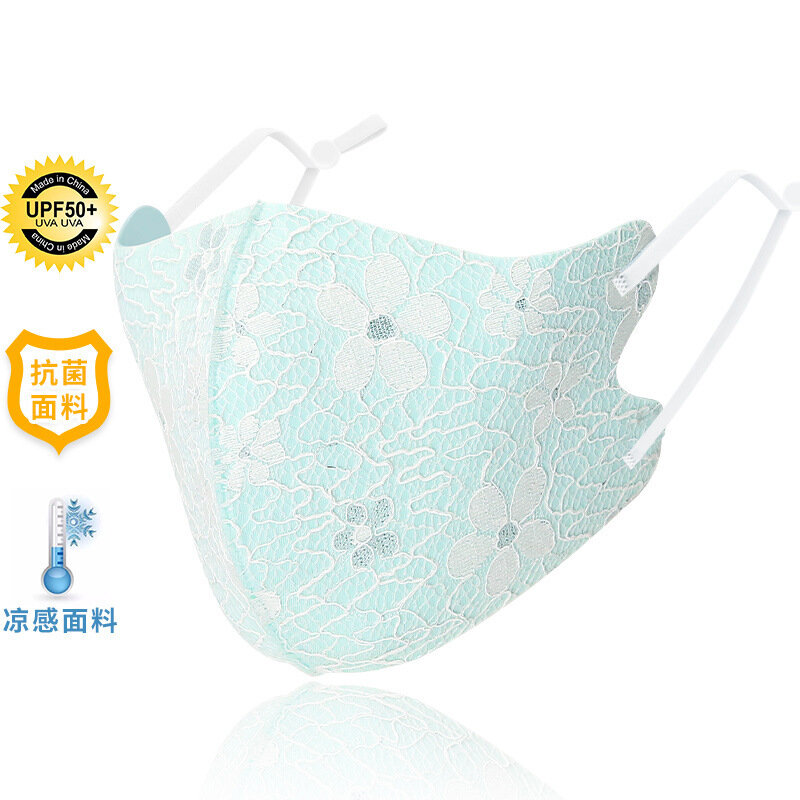 Lace Composite Cloth Mask Summer Cool Feeling Thin Section Breathable Washable Knitted Ice Silk Sunscreen Mask Wholesale