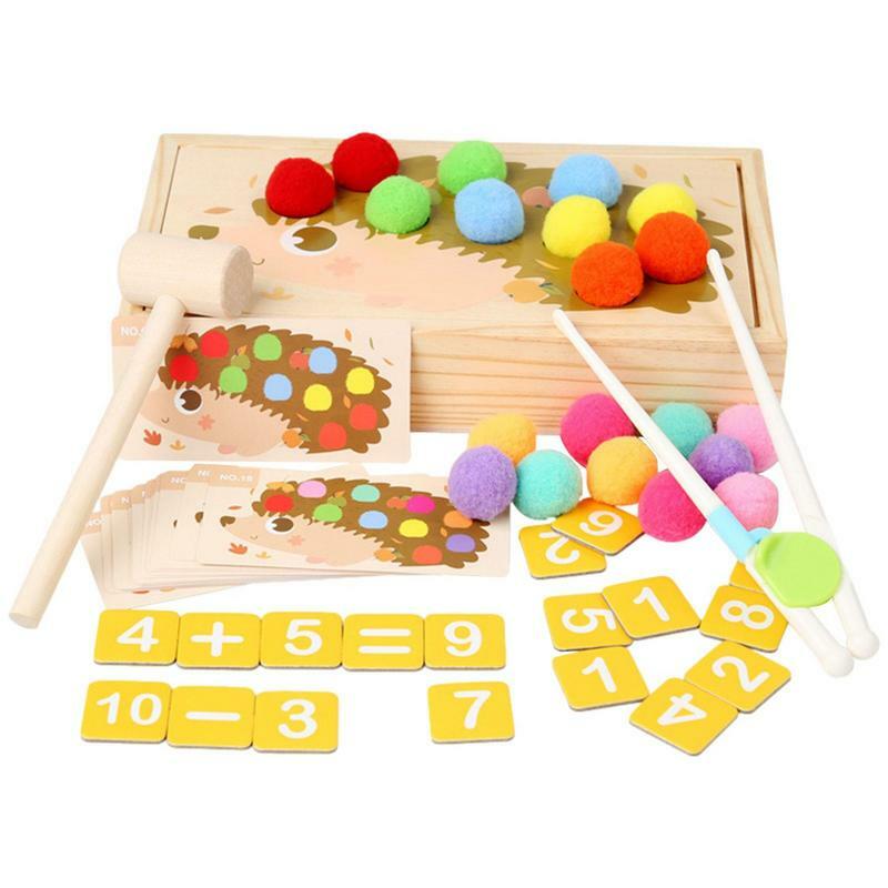 Brinquedos Montessori de madeira para crianças interativos pai-filho, aprendizado pré-escolar educacional, contagem de bolas coloridas