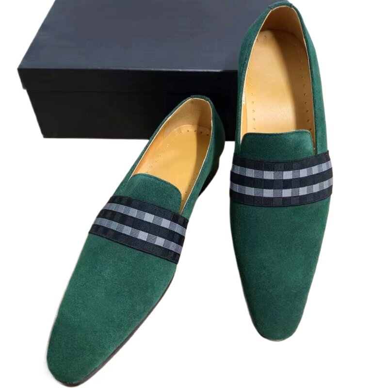 Sepatu desainer mewah untuk pria, sepatu Loafer Retro Suede sapi kasual mode elegan buatan tangan Oxford kualitas tinggi
