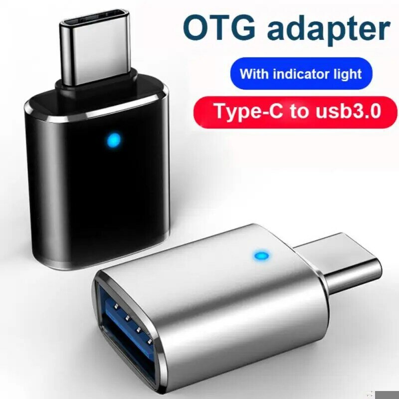 LED USB 3.0 Type-C OTG Adapter Type C USB C ตัวผู้ไปยัง USB ตัวเมียตัวแปลงสำหรับ MacBook Xiaomi Samsung S20ขั้วต่อ usbc OTG