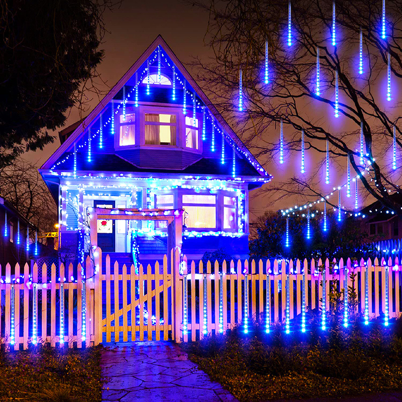 Luci da esterno a LED per Meteor Shower Drop Rain Drop Fairy String Light impermeabile per decorazioni natalizie per feste in giardino