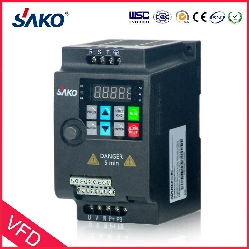 SAKO VFD 인버터 SKI780 380VAC 0.75KW/1.5KW/2.2KW 모터 속도 제어용 가변 주파수 인버터